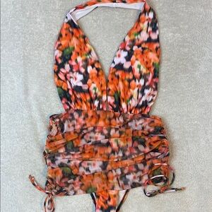 NWOT Halter One-Piece Swimsuit - Multicolor L